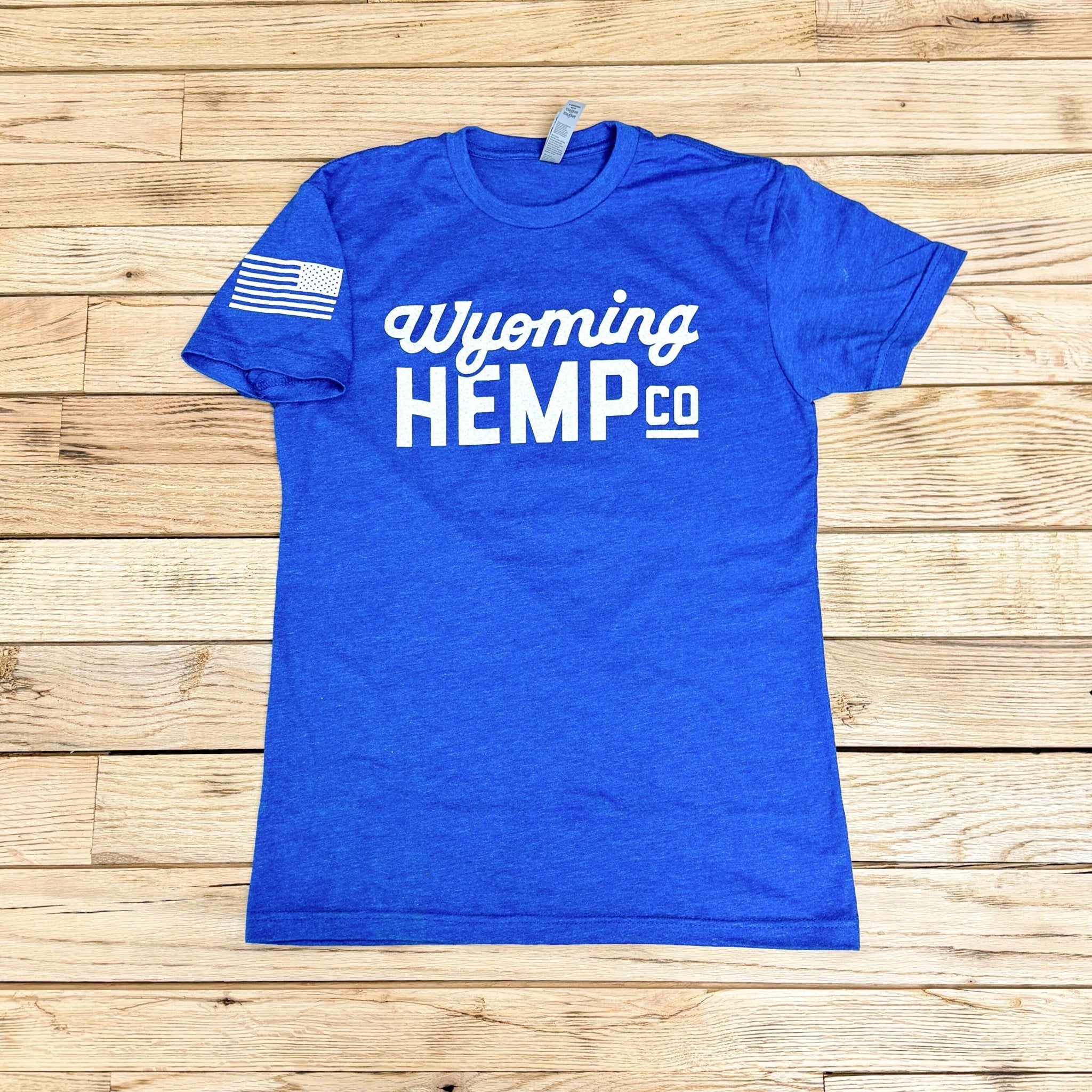 Unisex Wyoming Hemp Co. Logo Tee - Heather Cool Blue - Wyoming Hemp Company