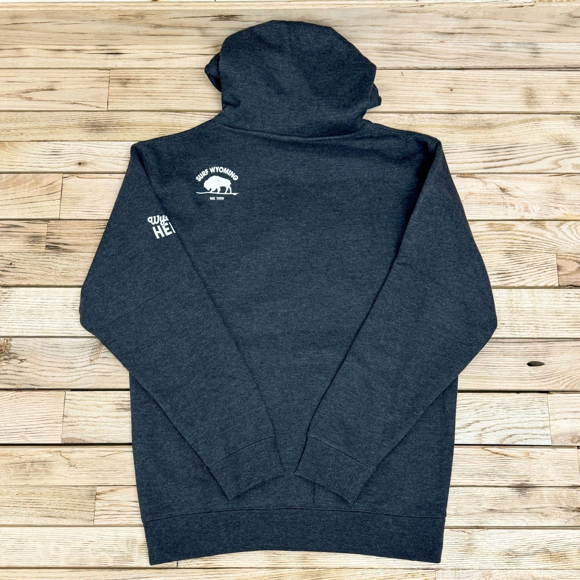 Unisex Wyoming Hemp Co. X Surf Wyoming Collab Heavyweight Hoodie - Charcoal Heather - Wyoming Hemp Company