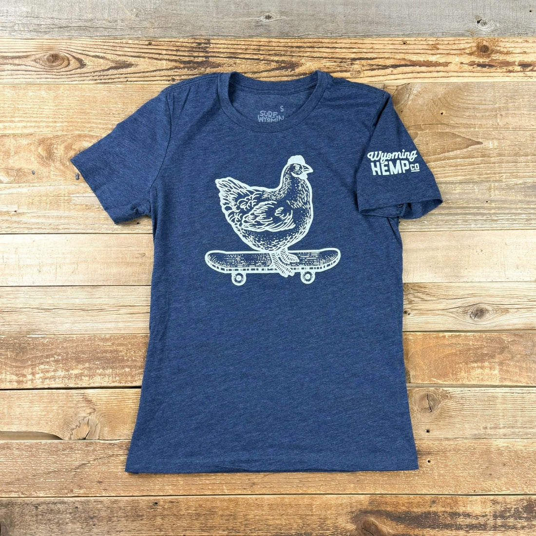 Women's Wyoming Hemp Co. X Surf Wyoming Tee - Heather Navy - Wyoming Hemp Company